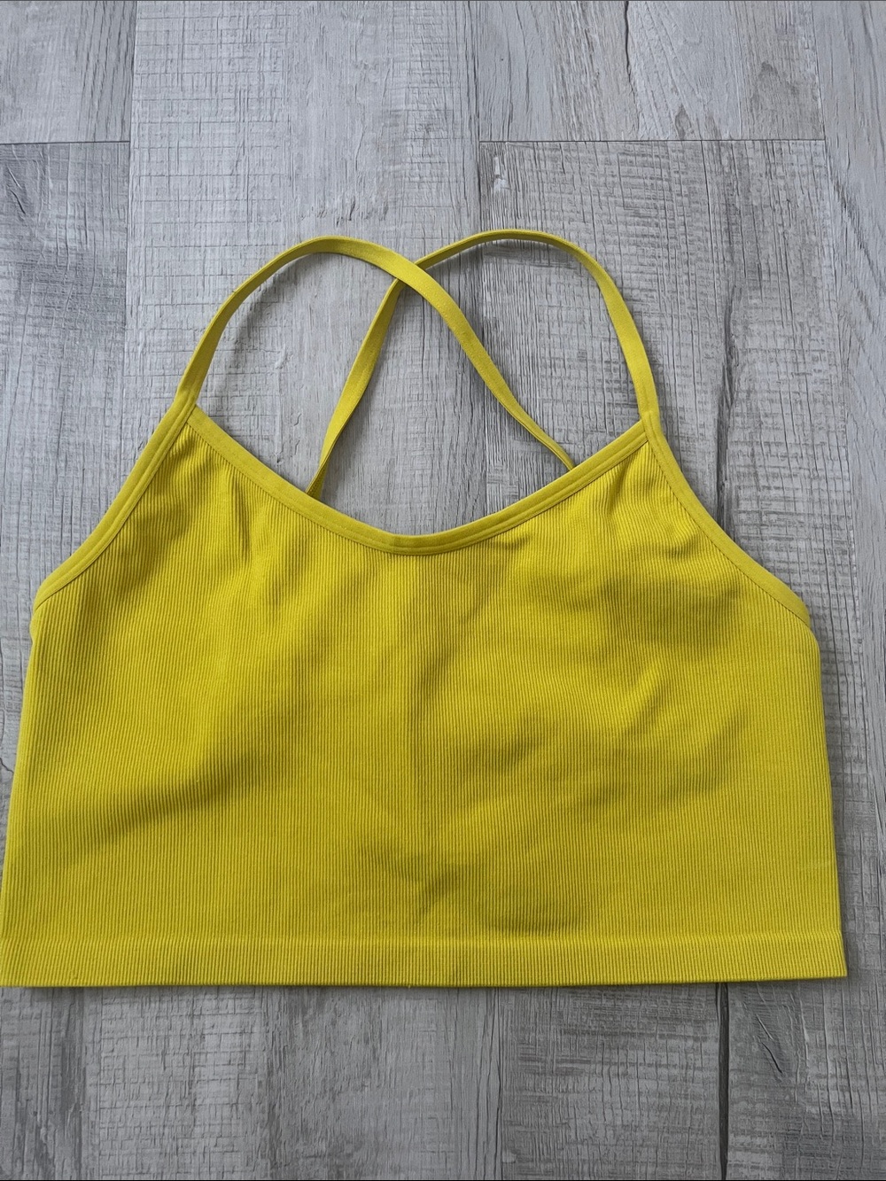 Offline by Aerie Yellow Ribbed Cropped Cami Tank Top